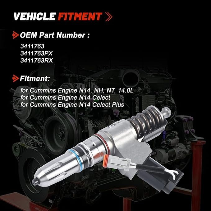 Cummins N14 - Fuel Injector - 3411763 - 3087788 - Reman - [$397 + $150 Core]